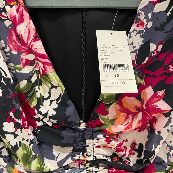 Blue and floral midi dress with ruched bodice - Picture 4 of 5